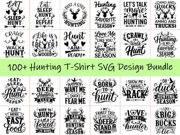 100 Hunting SVG T-Shirt Design Bundle