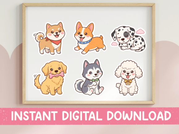 Cute Dog Breed Sticker Sheet Print Graphics