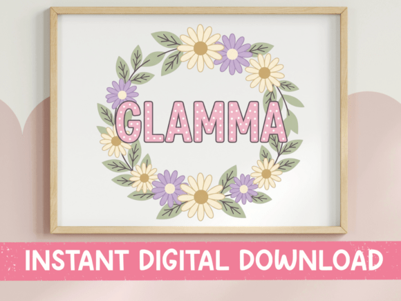 Glamma SVG PNG Floral Wreath Daisy Graphics
