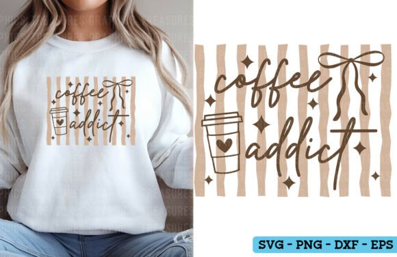 Retro Coquette Coffee Addict PNG SVG