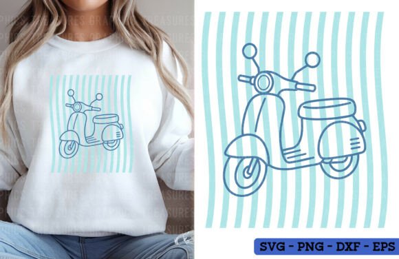 Retro Summer Scooter PNG SVG Vacation Graphics